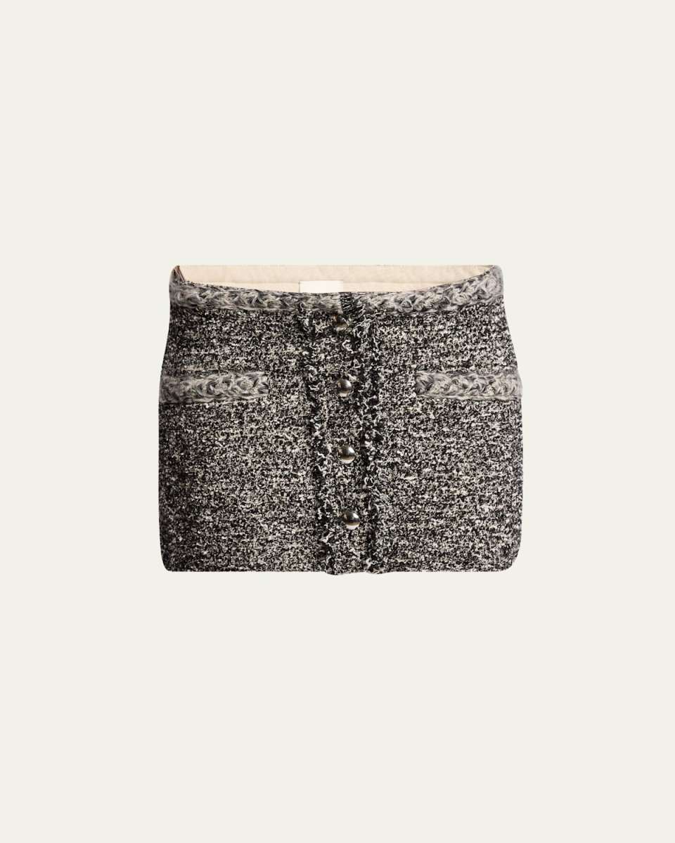 Gleny Braided-Trim Boucle Mini Skirt
